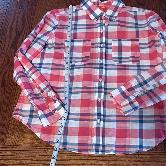 Joe Fresh women’s Pink and Blue Plaid Button Down Shirt - Picture 10 of 11